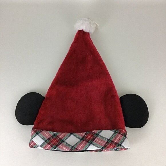 Disney Parks Mickey Mouse Ears Santa Hat Christmas Plaid Adjustable New w Tags - Picture 4 of 5